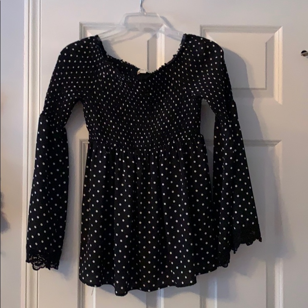 Polka dot off-the-shoulder top